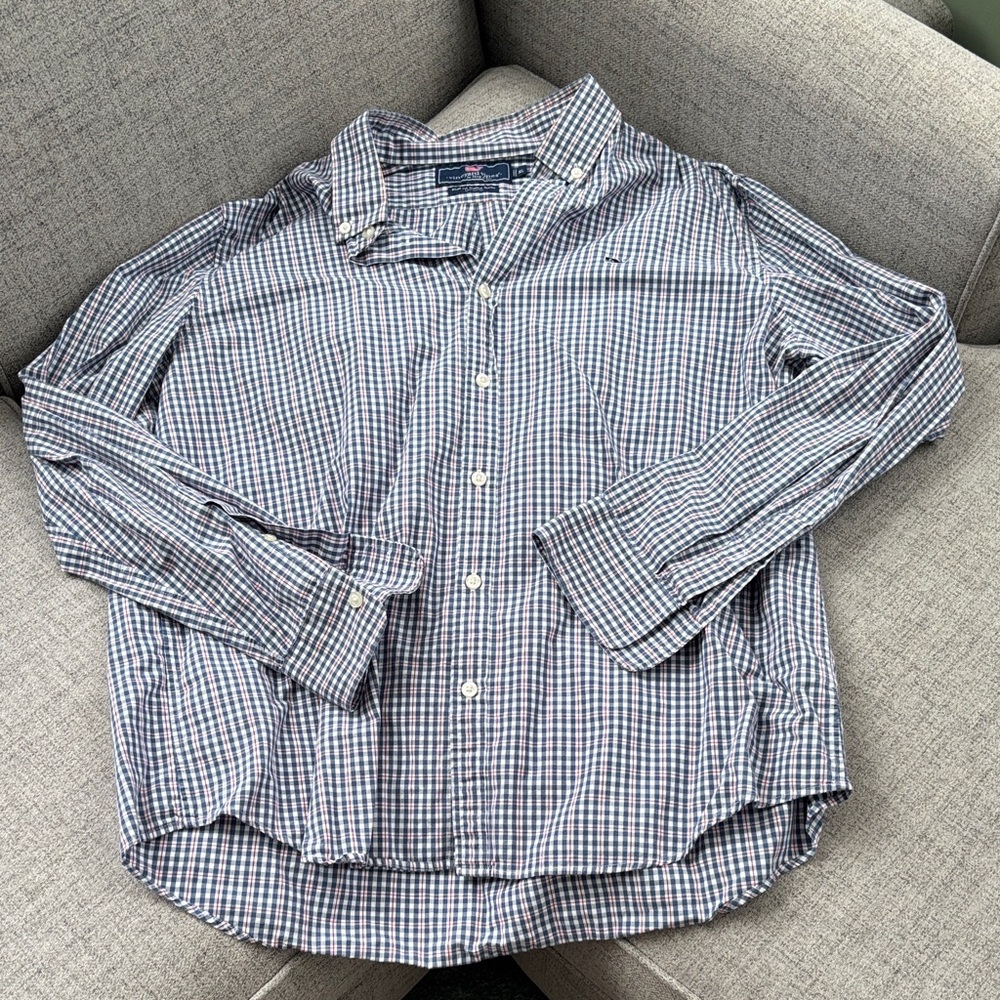 Vineyard Vines Blue and White Checkered Button Down Shirt